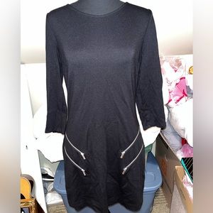 Express black dress with silver zipper accents size medium